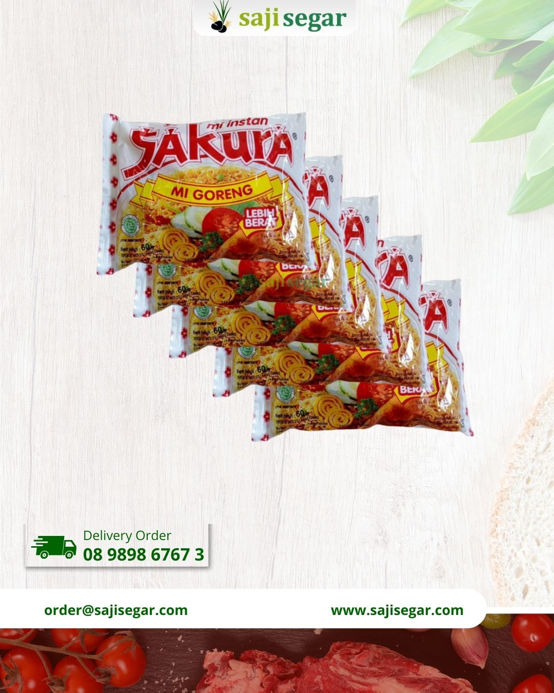 5 Pcs - Mie Instan Sakura Goreng 60G